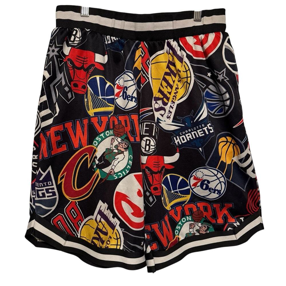 VTG NBA Basketball Allover Logo Shorts 9" Inseam SIZE LARGE Mens UNK 90s Y2k